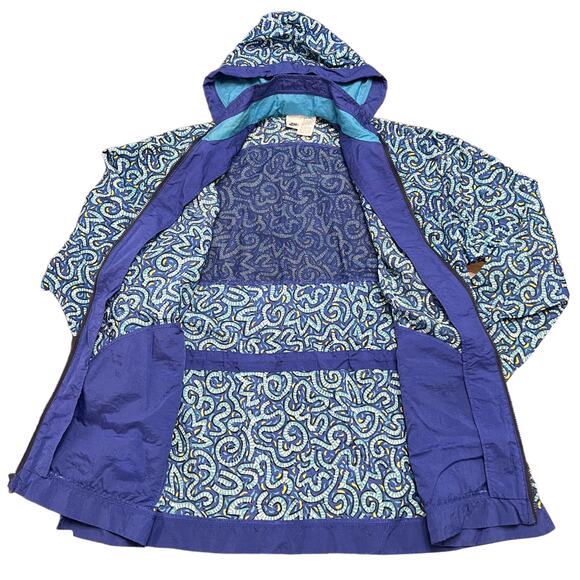 90s Vintage Nike Jacket Hooded Zip Up Windbreaker Women's Size XXL Blue Abstract - Picture 4 of 9